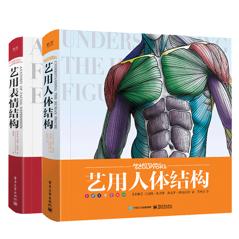 艺用人体结构+艺用表情结构全2册 贵哥翻译精装版全彩 理解人体形态 人体结构骨骼肌肉造型解剖学基础教程 动漫素描书入门书籍
