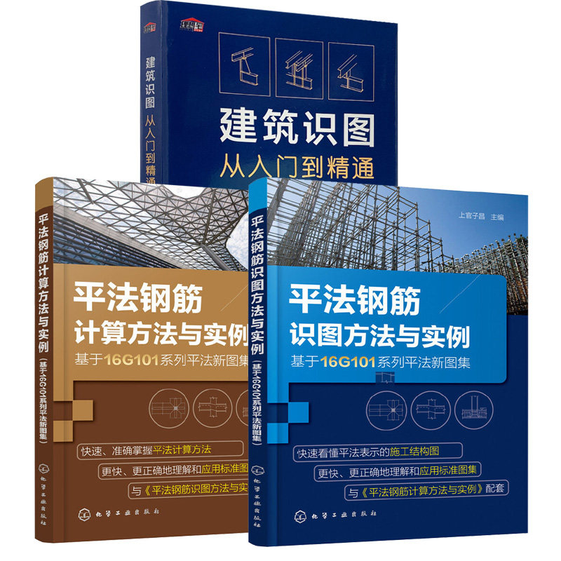 建筑识图从入门到精通+平法钢筋计算方法与实例 +平法钢筋识图方法与实例 建筑工程制图与识图自学 建筑识图零基础入门书籍