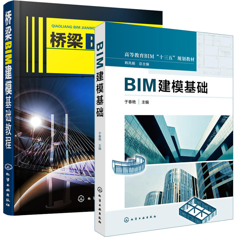 BIM建模基础+桥梁BIM建模基础教程 全2册 桥梁建筑BIM建模入门教程书籍 建筑桥梁设计施工工艺技术书 桥梁结构构造造型设计原理书