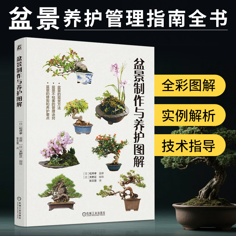 盆景制作与养护图解 松井孝 盆景造型书籍盆栽制作设计阳台花艺养花大全家庭种植栽培技术书中小型树木盆景家庭园艺修剪养护教程