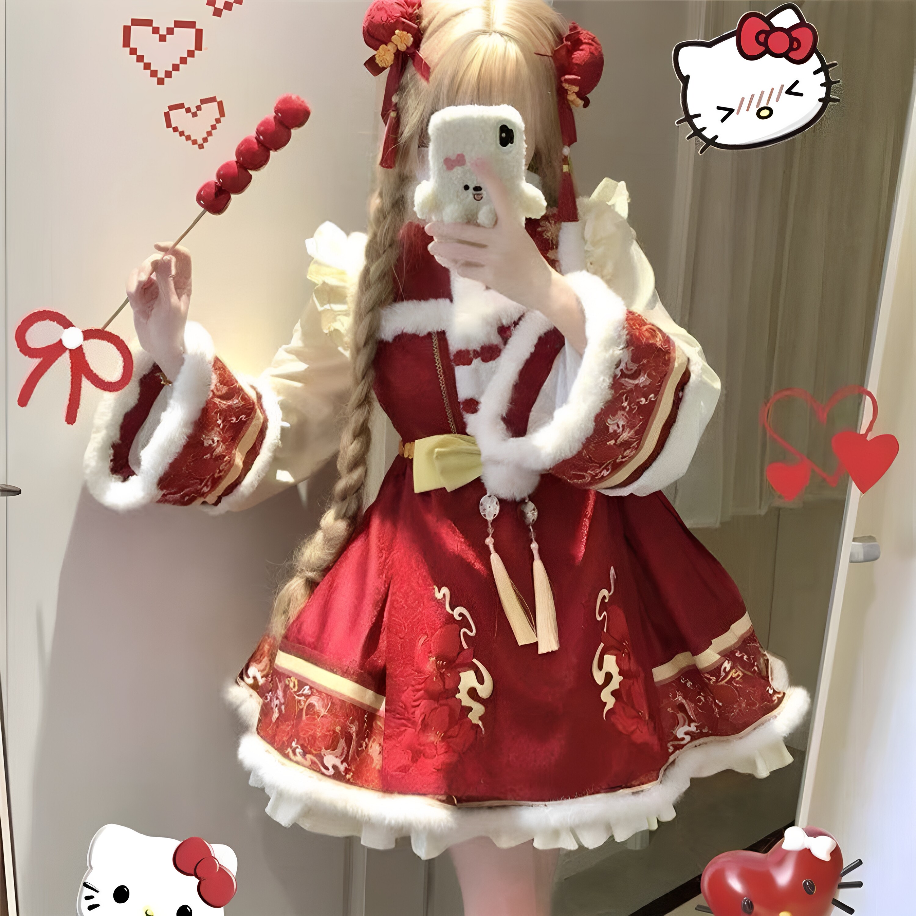 兔芽少女洛丽塔新年战袍连衣裙