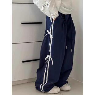 女童裤子春秋2025新款韩国童装休闲蝴蝶结长裤儿童时髦洋气运动裤