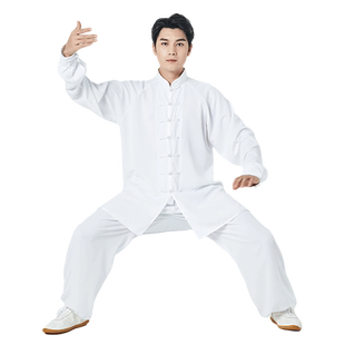 棉麻太极服男2026冬季新款武术服装长袖表演服太极拳练功服女套装