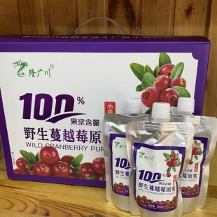 小兴安岭伊春特产隆广川野生蔓越莓原浆100%果浆含量产地直发