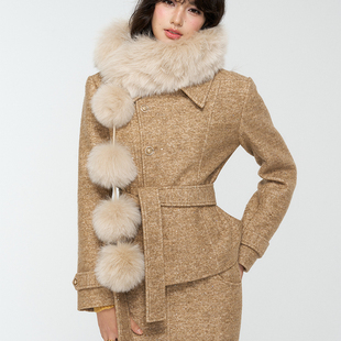 冬日暖泡芙 4muggle 毛球真狐狸毛围巾皮草毛领围脖 GINGER