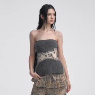 [GINGER]Muirgen新款秋冬暖糯小猫图案针织内搭性感羊毛抹胸