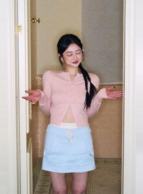 [GINGER]WiLd R【全糖】原创纯色针织开衫女春季圆领长袖短款小衫