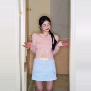 全糖 短款 GINGER 小衫 圆领长袖 WiLd 女春季 原创纯色针织开衫