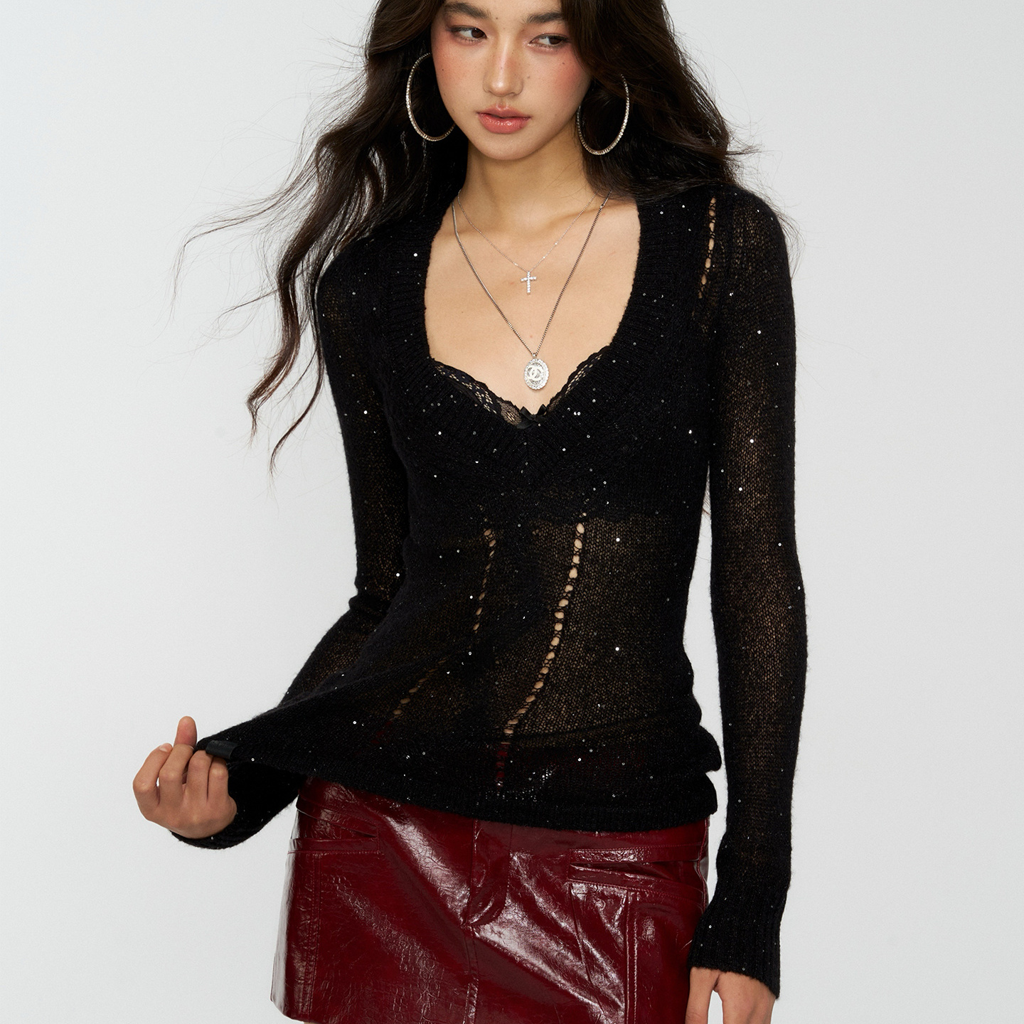 4muggle鳄鱼纹迷你皮裙半身短裙