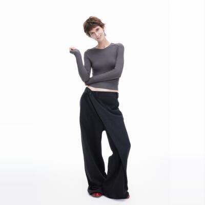 ARTIFICIAL翻折羊毛廓形长裤