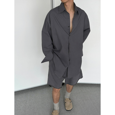 Babesochill深灰色廓形大衬衫