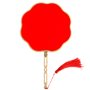 团扇红色空白刺绣国画书法绘画创作材料真丝熟绢扇面古风diy扇子