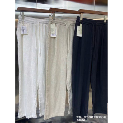 26夏意式老钱原亚麻休闲裤男薄款