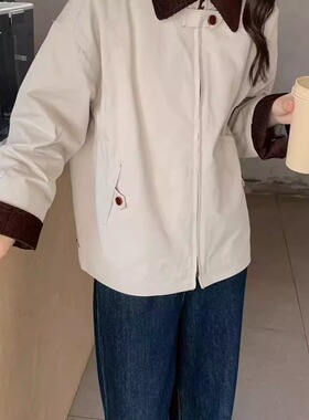 小个子上衣外套女独特漂亮好看拼色百搭休闲夹克外套85392