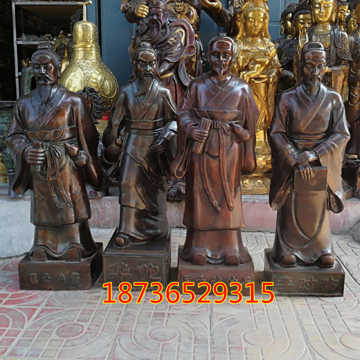 纯黄铜神医李时珍华佗张仲景孙思邈医圣扁鹊药店医院铜器摆件