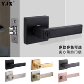 门锁室内通用型三杆锁执手锁卧室房门锁卫生间单舌黑色球形把手锁