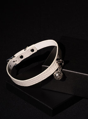 牛皮项圈choker定制刻字颈环鳄鱼纹项链女颈带锁骨链情侣脖圈配饰