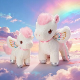 2026白马年吉祥物可爱小马毛绒玩具敦煌飞马公仔玩偶生肖年会礼物