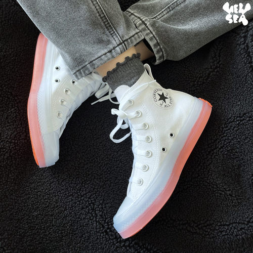 converse匡威白橙高帮男女帆布鞋