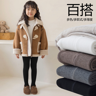 女童黑色裤袜薄款儿童打底裤不连脚女宝外穿长裤不掉档舞蹈袜薄绒