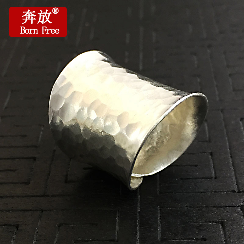 Born Free/奔放S925纯银饰品泰国清迈手工银复古民族风宽面戒指环