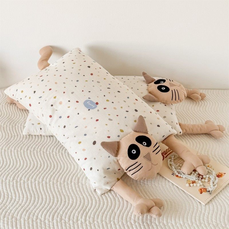 A类全棉双层纱可爱猫咪荞麦枕护颈椎睡眠枕芯家用成人护颈枕,床上用品,花草枕,淘宝优惠券,粉丝福利购,淘宝优惠卷