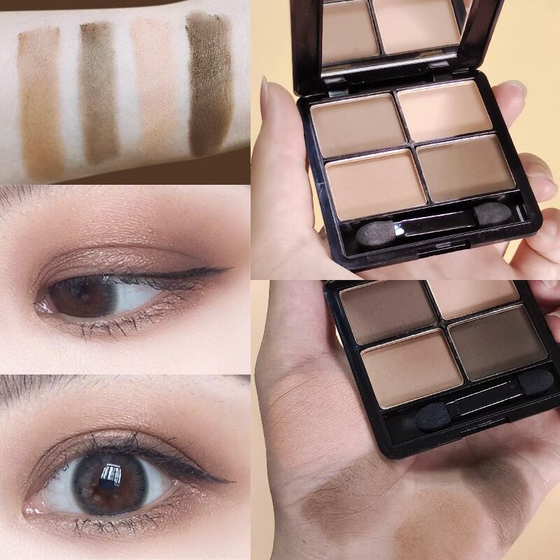 韩版哑光四色眼影盘防水防汗不掉色不脱妆大地色系新手男生女学生
