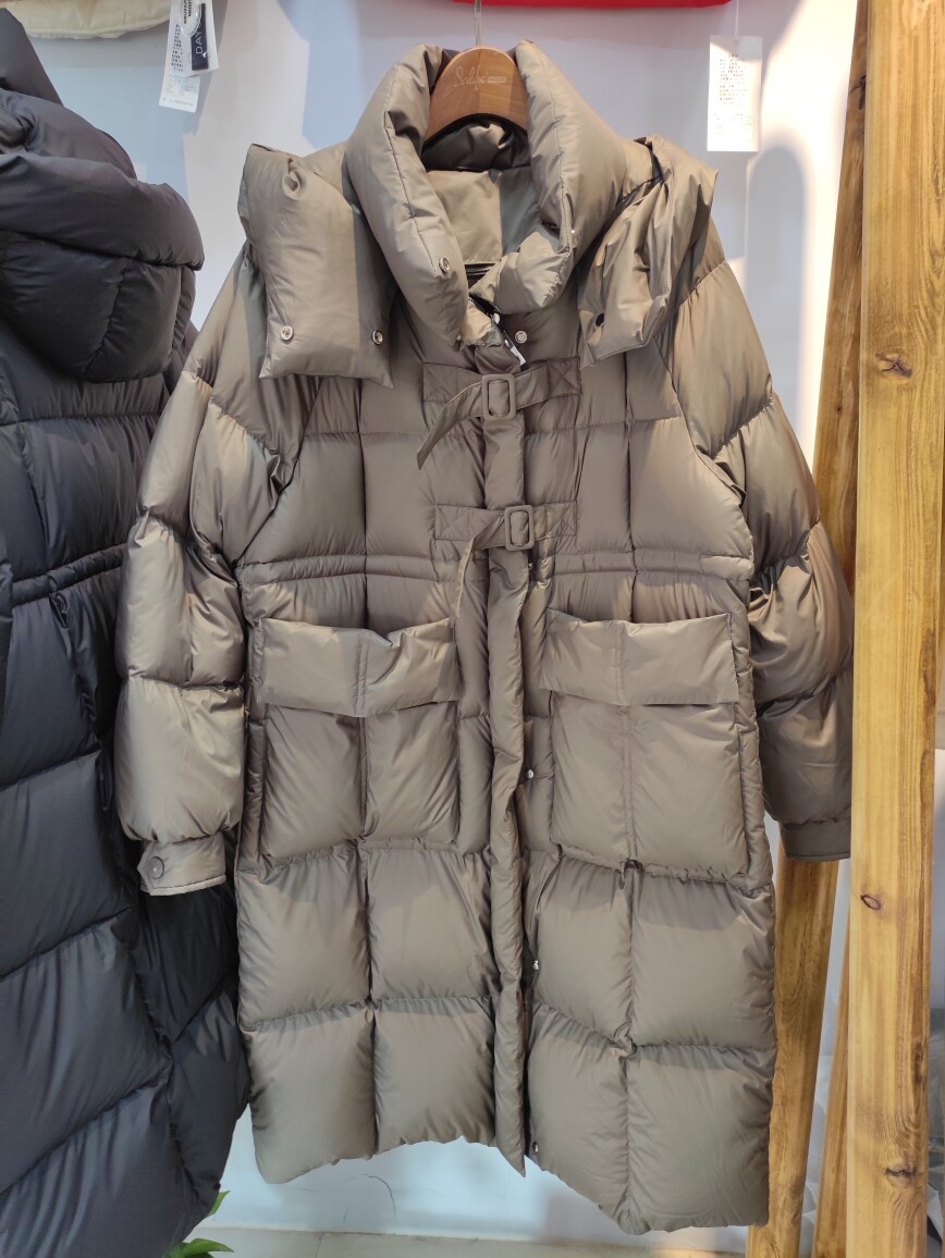 羽绒服女2023冬季新款韩版过膝时尚高端白鸭绒 中长保暖面包服