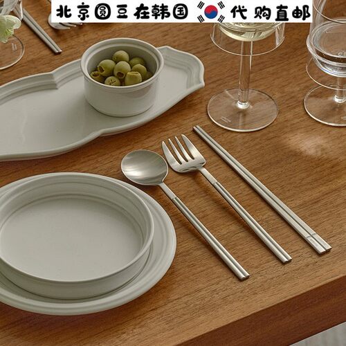 韩国直邮代购odense不锈钢筷子勺子叉子2件套装户外露营便携餐具