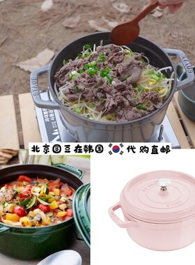 韩国直邮代购honeyjubu同款staub罗勒绿珐琅铸铁锅煲汤炖锅焖锅