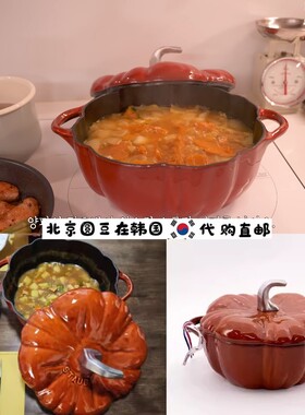 韩国直邮代购honeyjubu同款staub南瓜锅火锅汤锅焖饭煮粥珐琅锅