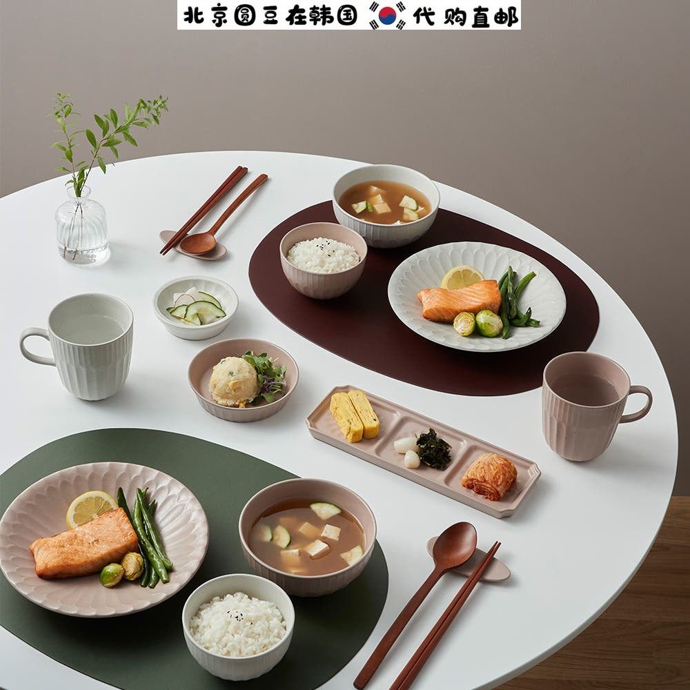 韩国直邮代购高端酒店手工陶瓷菊花瓣甜品盘碟子汤饭面碗咖啡茶杯