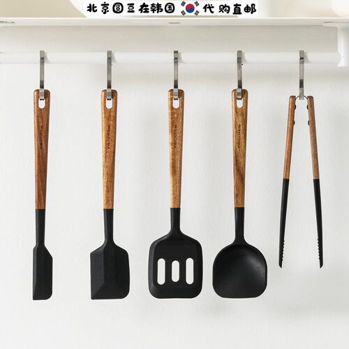 韩国直邮代购recolte长手柄木柄硅胶铲汤勺煎炒菜铲勺不粘锅专用