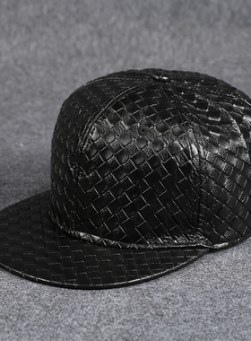 平沿帽嘻哈帽男潮百搭pu皮帽韩版潮流秋天帽子秋季ns潮牌遮阳帽