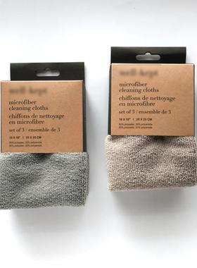 3条装通用北欧风简约灰色素色抹布超细纤维清洁毛巾