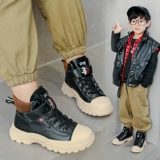 Martens, демисезонные флисовые детские короткие сапоги для мальчиков, ботинки, коллекция 2022, из натуральной кожи