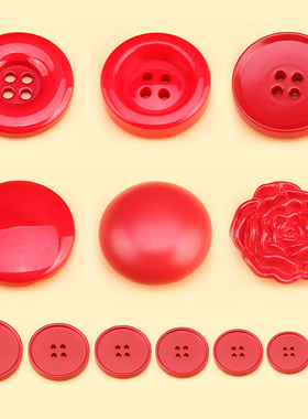 红色纽扣批发羊绒大衣扣子高端西装男女衣服百搭精致钮扣配件圆形