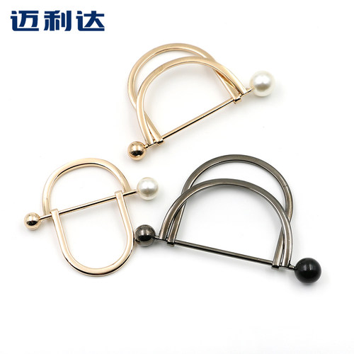 金属珍珠环扣韩版开衫丝巾披肩打结扣纽扣别针三档扣袖扣装饰钮扣 - 封面