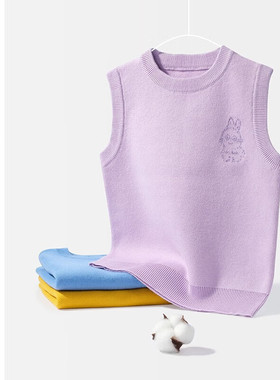 法国ELLE BABY秋季儿童无袖套头毛衣男童女童冬季圆领马甲针织衫