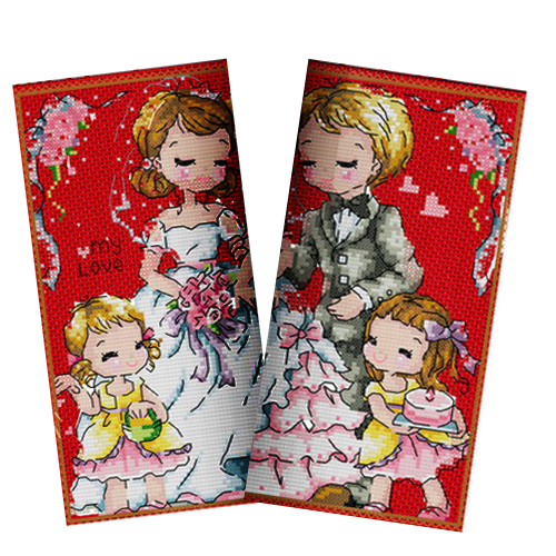 十字绣钱包非成品材料包自己绣无印花幸福美满幸运草黑白猪猪情侣