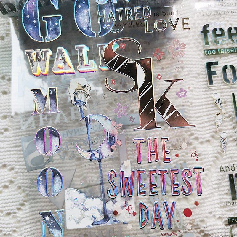 文字合集分装设计调系列pet中文英文节日手帐拼贴文字装饰贴画