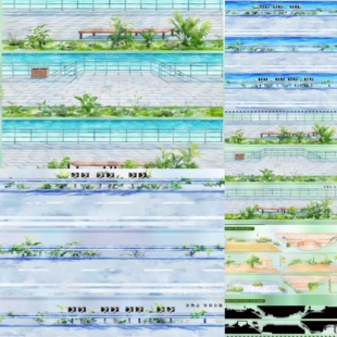 分装海岸观景台3滨海行道滨海公路pet海岸边公路行道造景手帐胶带
