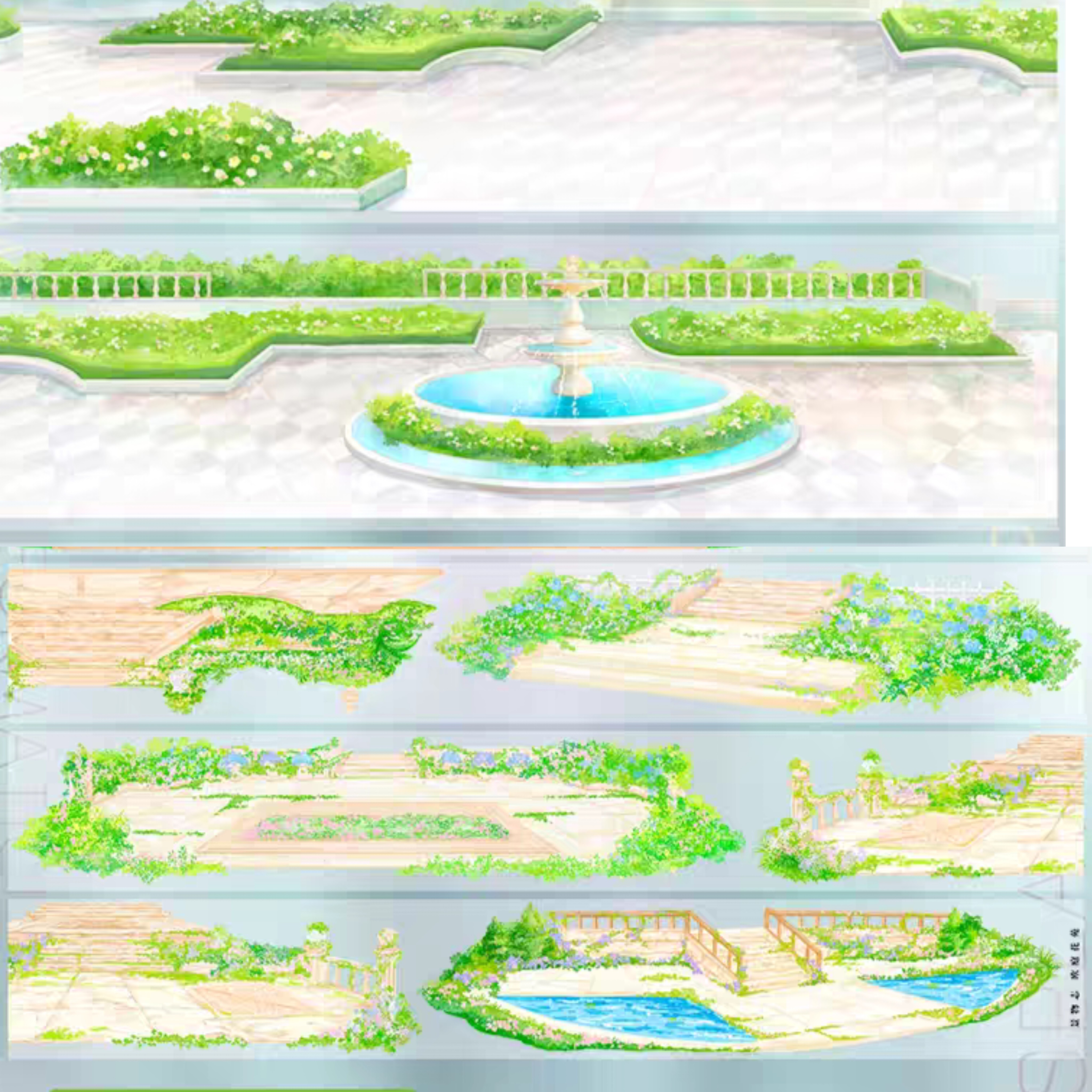 分装欧庭花苑花园庭院pet基础路面造景手帐胶带拼贴装饰咕卡胶带