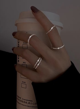 【银屿】s925纯银戒指ins潮高级感ins风素圈个性软链条食指戒指环