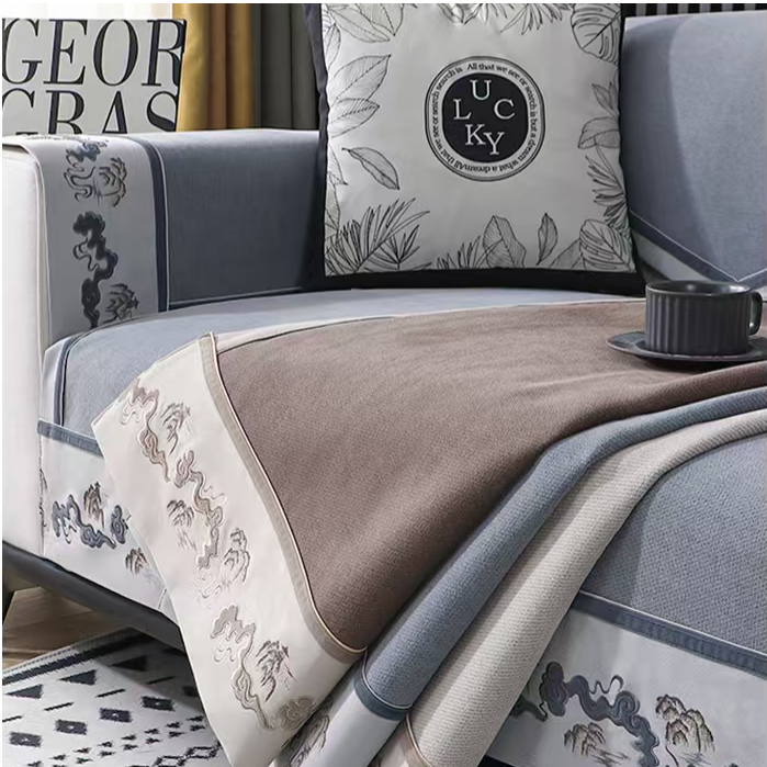 吉丽达新款祥云阁高密度雪尼尔高档新中式轻奢现代简约防滑沙发垫,居家布艺,沙发垫,淘宝优惠券,粉丝福利购,淘宝优惠卷