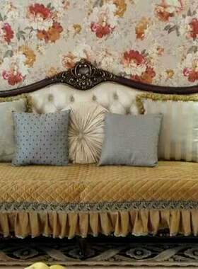 锦绣前程sd108欧式美式高档防滑奢华布艺皮沙发垫定制贵妃坐垫