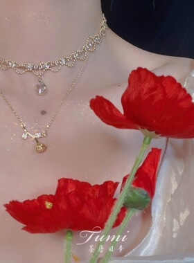 【荼蘼旧梦】蕾丝幻境｜法式复古双层金属叠戴玫瑰钻吊坠超仙项链