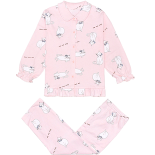 瑁恩瑁爱女童睡衣春秋纯棉小女孩长袖女宝宝家4居服5套装6全棉7岁