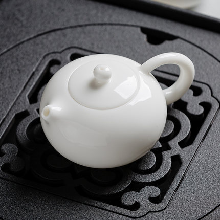君器德化白瓷茶壶单壶茶具简约中式家用功夫泡茶壶陶瓷小西施壶
