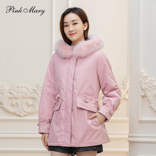 新款 粉紅瑪琍白鵝絨100g羽絨服女冬季 粉色舒適保暖外套PMALW7516